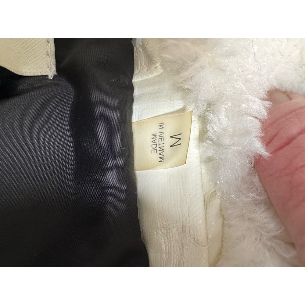 SAM. New York Women's‎ Glossy White Puffer Parka Hooded Fur Trim Size M Vintage - Picture 3 of 14